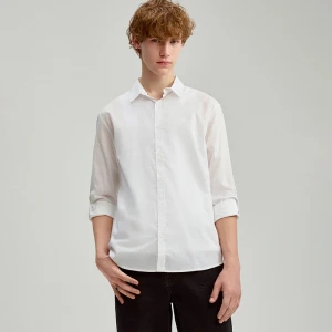 Gładka koszula regular fit z bawełny biała House
