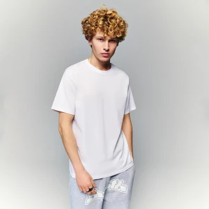 Gładka koszulka basic z okrągłym dekoltem biała House