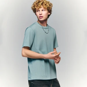 Gładka koszulka basic z okrągłym dekoltem jasnoturkusowa House