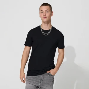 Gładka koszulka slim fit basic czarna House