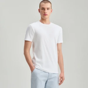 Gładka koszulka slim fit z elastycznej dzianiny biała House