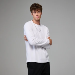 Gładka koszulka z długim rękawem basic biała House