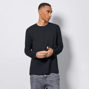 Gładka koszulka z długim rękawem basic czarna House