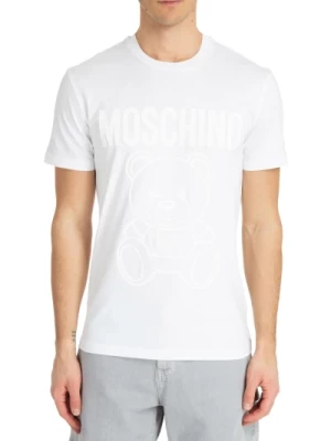 Gładka Koszulka z Niedźwiedziem Teddy z Logo Moschino