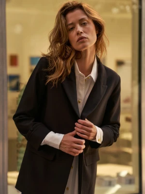 Gładka marynarka czarna Moodo