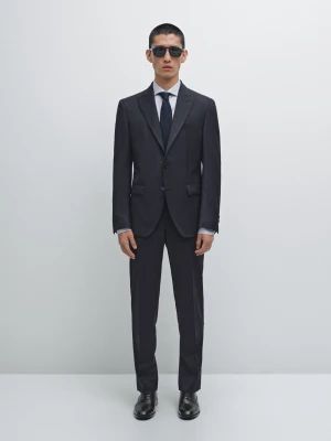 Gładka Marynarka Od Garnituru Ze 100% Wełny - Granatowy - - Massimo Dutti - Mężczyzna