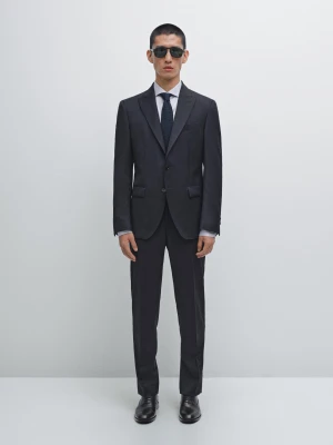 Gładka Marynarka Od Garnituru Ze 100% Wełny - Granatowy - - Massimo Dutti - Mężczyzna
