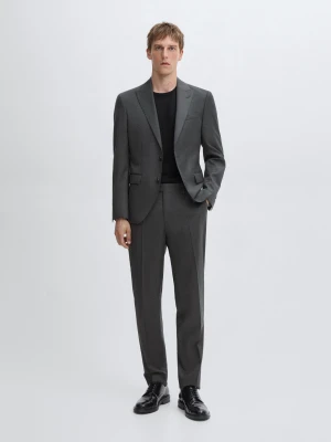 Gładka Marynarka Od Garnituru Ze 100% Wełny - Szary - - Massimo Dutti - Mężczyzna