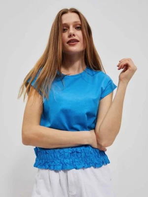 Gładka niebieska koszulka damska Moodo