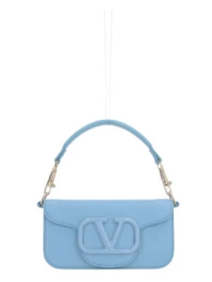 Gładka skórzana torebka z platynowymi akcesoriami Valentino Garavani