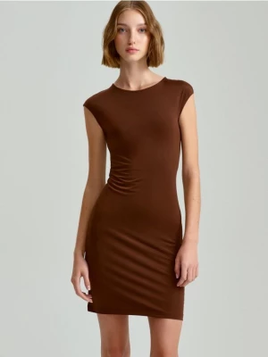 Gładka sukienka mini bodycon brązowa House