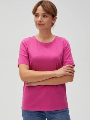 Gładki bawełniany t-shirt fuksjowy Moodo