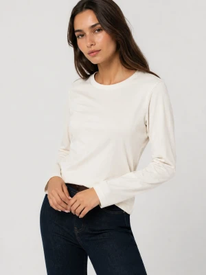 Gładki longsleeve damski L-BIANCO Volcano Biały