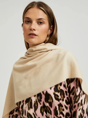 Gładki szalik z frędzlami beżowy Moodo
