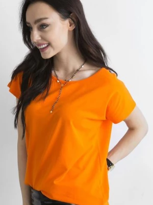 Gładki t-shirt bawełniany damski - pomarańczowa