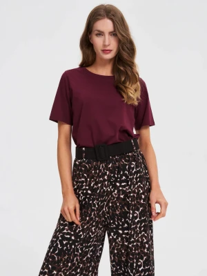 Gładki t-shirt burgunowy Moodo