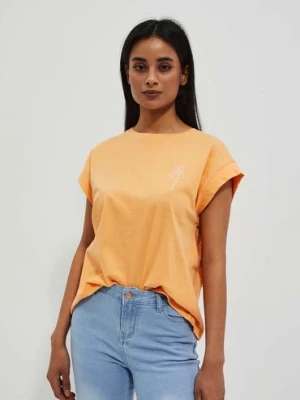 Gładki t-shirt damski pomarańczowy Moodo