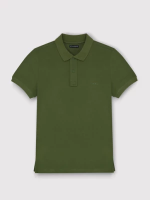 Gładki T-shirt polo w kolorze zielonym Pako Lorente