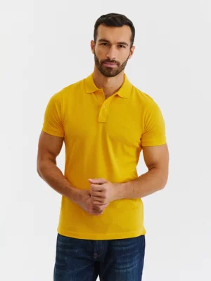 Gładki T-shirt polo w kolorze żółtym Pako Lorente