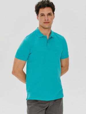 Gładki t-shirt polo w morskim kolorze Pako Lorente
