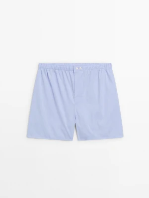 Gładkie Bokserki Z Popeliny - Błękitny - - Massimo Dutti - Mężczyzna