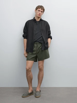 Zdjęcie produktu Gładkie, Krótkie Szorty Kąpielowe - Khaki - - Massimo Dutti - Mężczyzna