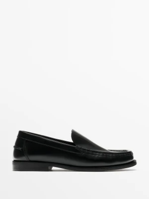Gładkie Mokasyny Ze Skóry - Czarny - Massimo Dutti - Male