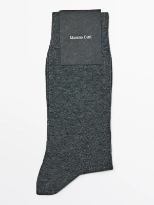 Gładkie Skarpetki Z Mieszanki Bawełny - Szary - Massimo Dutti - Male