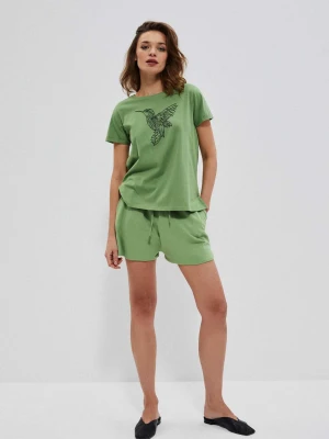 Gładkie spodenki z bawełny malahitowe Moodo