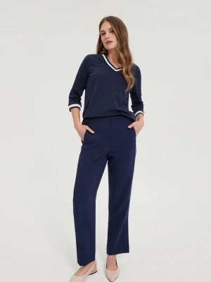 Gładkie spodnie granatowe Moodo