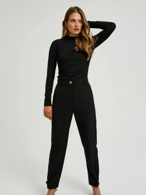 Gładkie spodnie z nogawkami w kant czarne Moodo