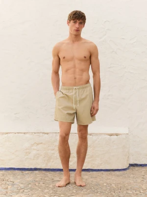 Gładkie Szorty Kąpielowe Regular Fit - Piaskowy - - Massimo Dutti - Mężczyzna