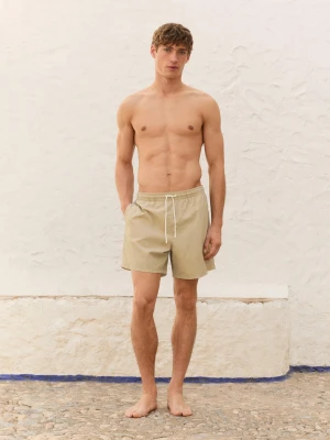 Gładkie Szorty Kąpielowe Regular Fit - Piaskowy - - Massimo Dutti - Mężczyzna