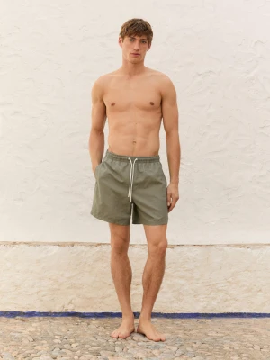 Gładkie Szorty Kąpielowe Regular Fit - Sprane Khaki - - Massimo Dutti - Mężczyzna