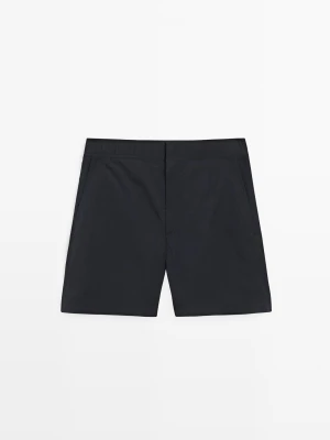 Gładkie Szorty Kąpielowe Z Ozdobnym Pasem - Granatowy - - Massimo Dutti - Mężczyzna