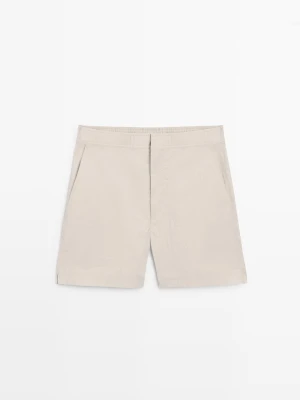 Gładkie Szorty Kąpielowe Z Ozdobnym Pasem - Piaskowy - - Massimo Dutti - Mężczyzna