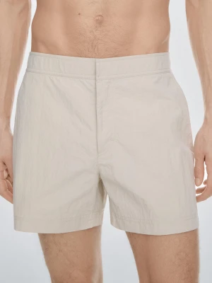 Gładkie Szorty Kąpielowe Z Ozdobnym Pasem - Piaskowy - - Massimo Dutti - Mężczyzna