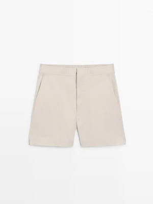 Gładkie Szorty Kąpielowe Z Ozdobnym Pasem - Piaskowy - - Massimo Dutti - Mężczyzna