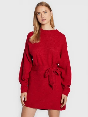 Glamorous Sukienka dzianinowa LC1029 Czerwony Regular Fit