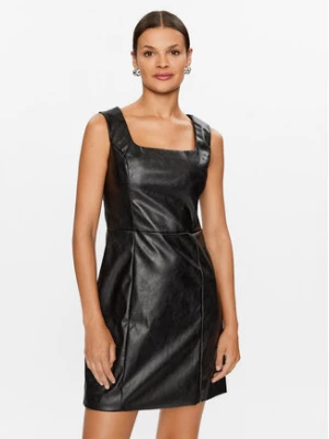Glamorous Sukienka z imitacji skóry TM0685 Czarny Regular Fit
