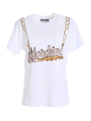 Glamour Rhinestone Naszyjnik T-Shirt Moschino