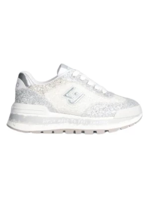 Glitter Srebrne Płaskie Sneakersy Liu Jo