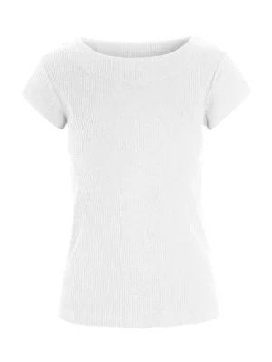 Globe Rib T-Shirt Top w Białym kolorze Bitte Kai Rand