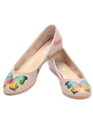 Goby Baleriny w kolorze beżowym ze wzorem rozmiar: 38