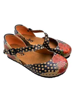 Goby Skórzane baleriny w kolorze czerwono-czarnym rozmiar: 40