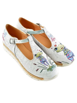 Goby Skórzane baleriny w kolorze szaro-białym rozmiar: 36