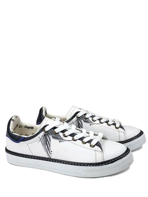 Goby Skórzane sneakersy w kolorze białym ze wzorem rozmiar: 39