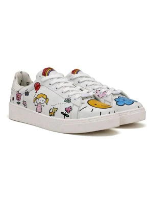 Goby Skórzane sneakersy w kolorze białym ze wzorem rozmiar: 40