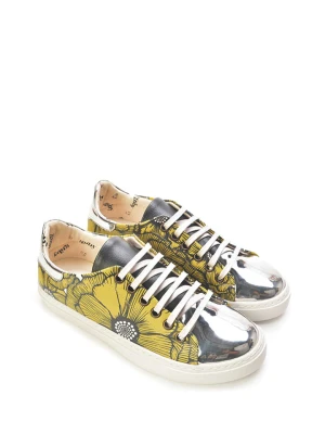 Goby Skórzane sneakersy w kolorze żółto-srebrnym rozmiar: 40