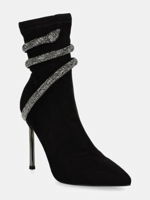 GOE botki damskie kolor czarny na szpilce lekko ocieplone OO2N4219 BLACK